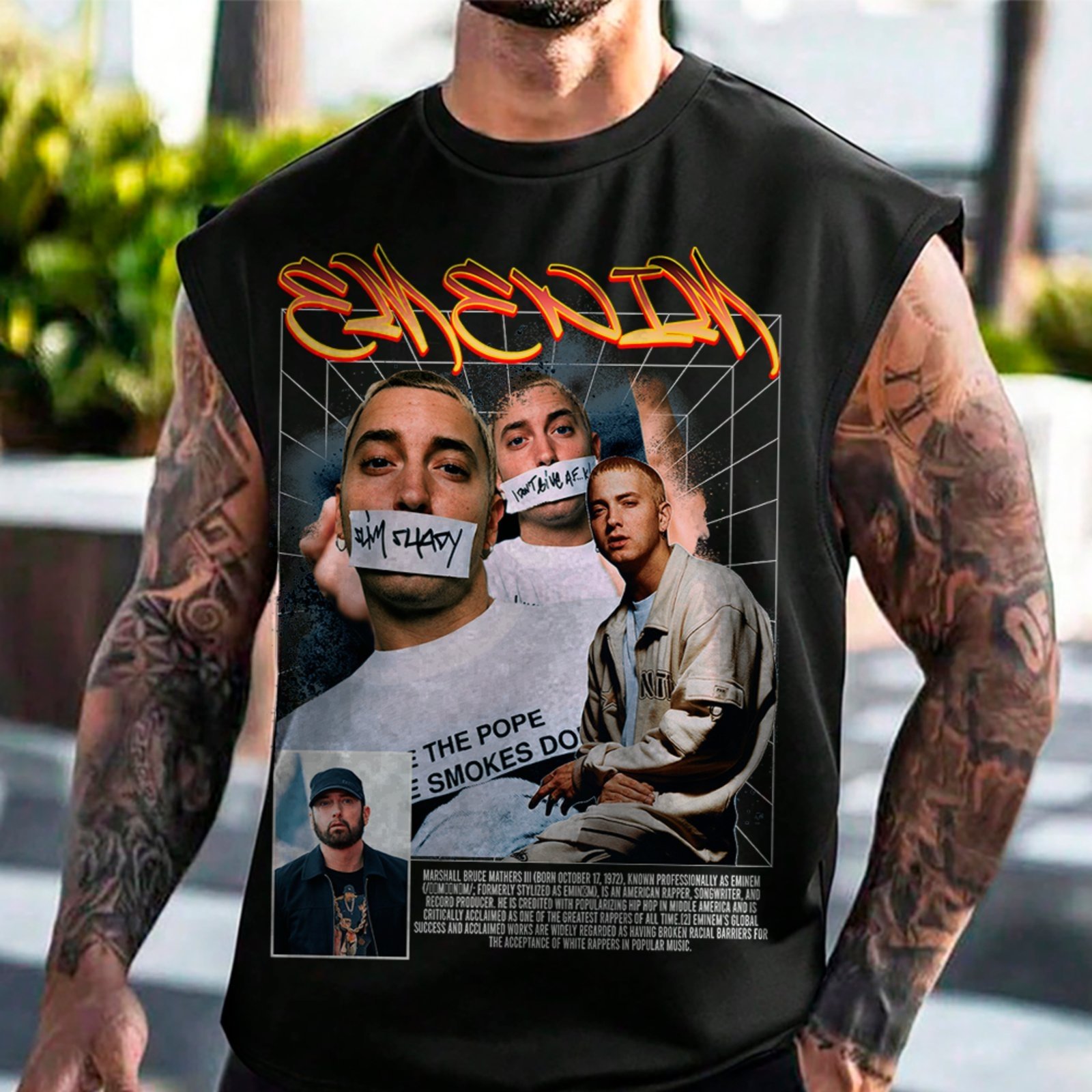 Camiseta Regata Machão Eminem Slim Shady Cultura Hip Hop Preto