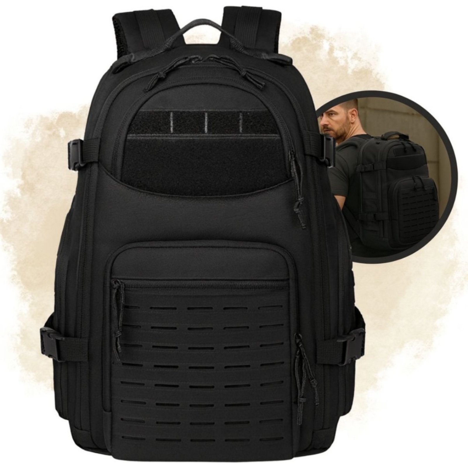 Mochila Masculina Esportiva Trilha Militar Tática Exército 40 Litros Acampamento Preto