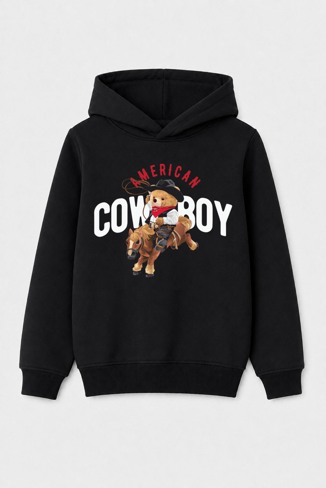 Infantil - Blusão Moletom Peluciado American Cowboy - Preto