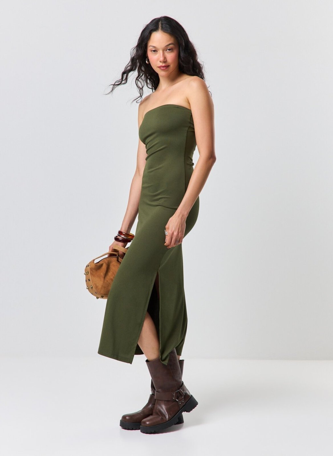 Vestido Midi Poliamida Degagê Costas