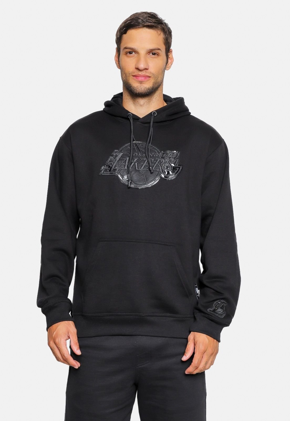 Moletom NBA Los Angeles Lakers Canguru Fechado Preto