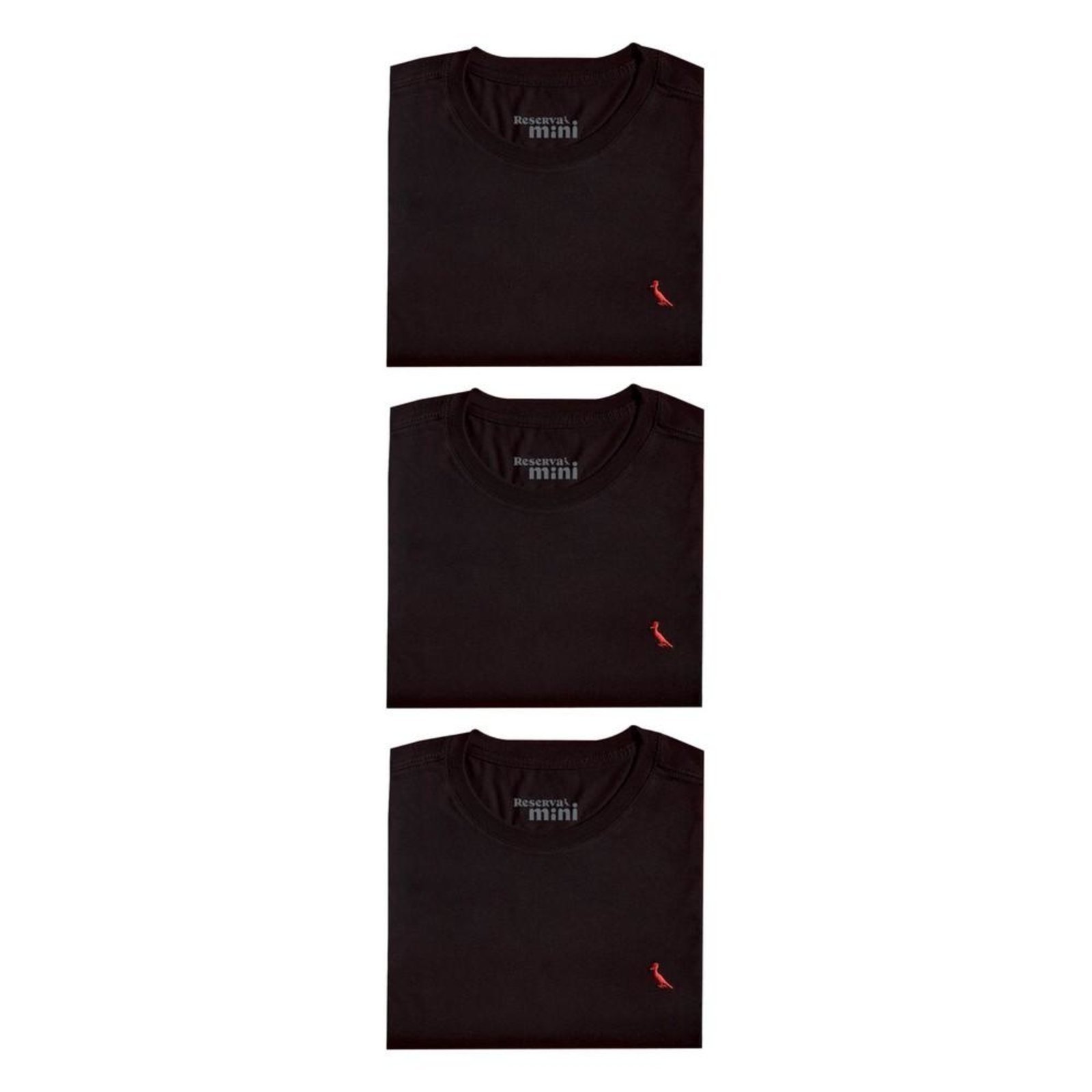 Infantil – Kit 3 Camisetas Brasa Pica Pau Bordado Reserva Mini Preto