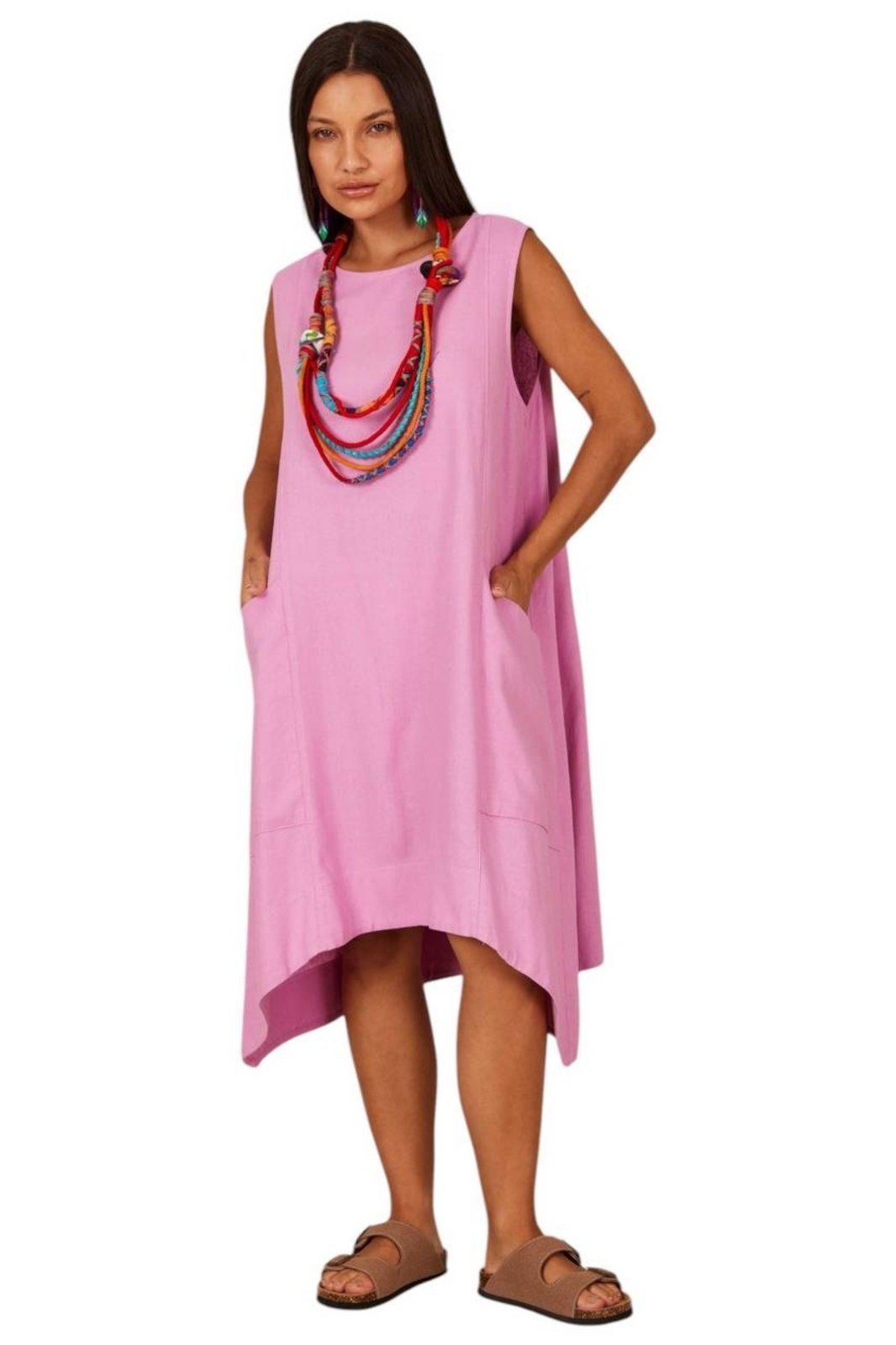 Vestido Curto De Linho Regata Lilás Yacamim C8 Liso – Lilás