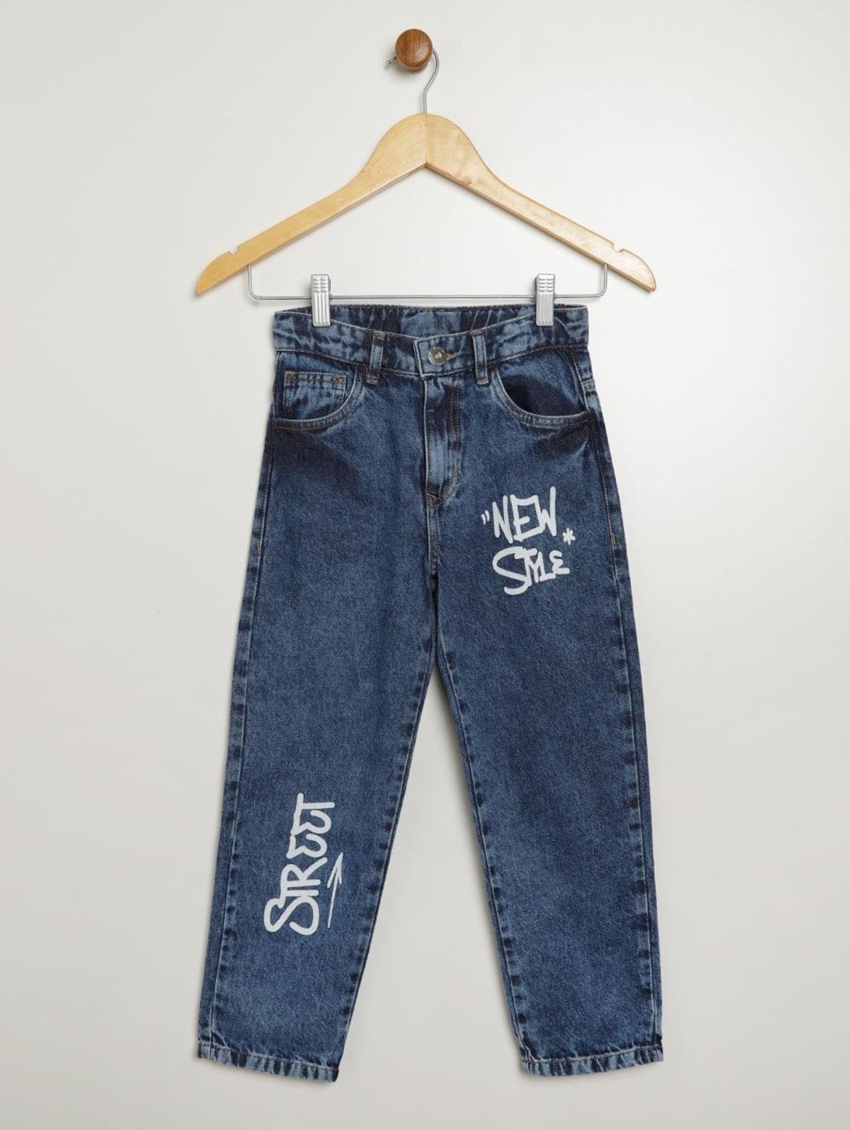 Infantil - Calça Jeans Baggy Littering Para Menino- AZUL