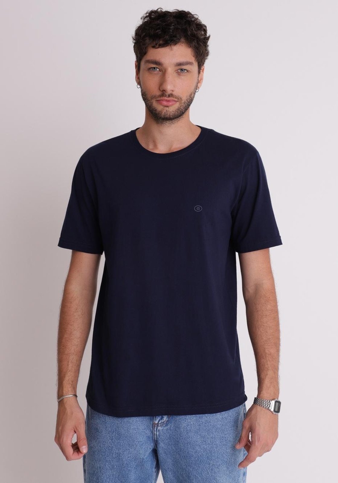 Camiseta básica azul Gang 100% algodão qualidade conforto