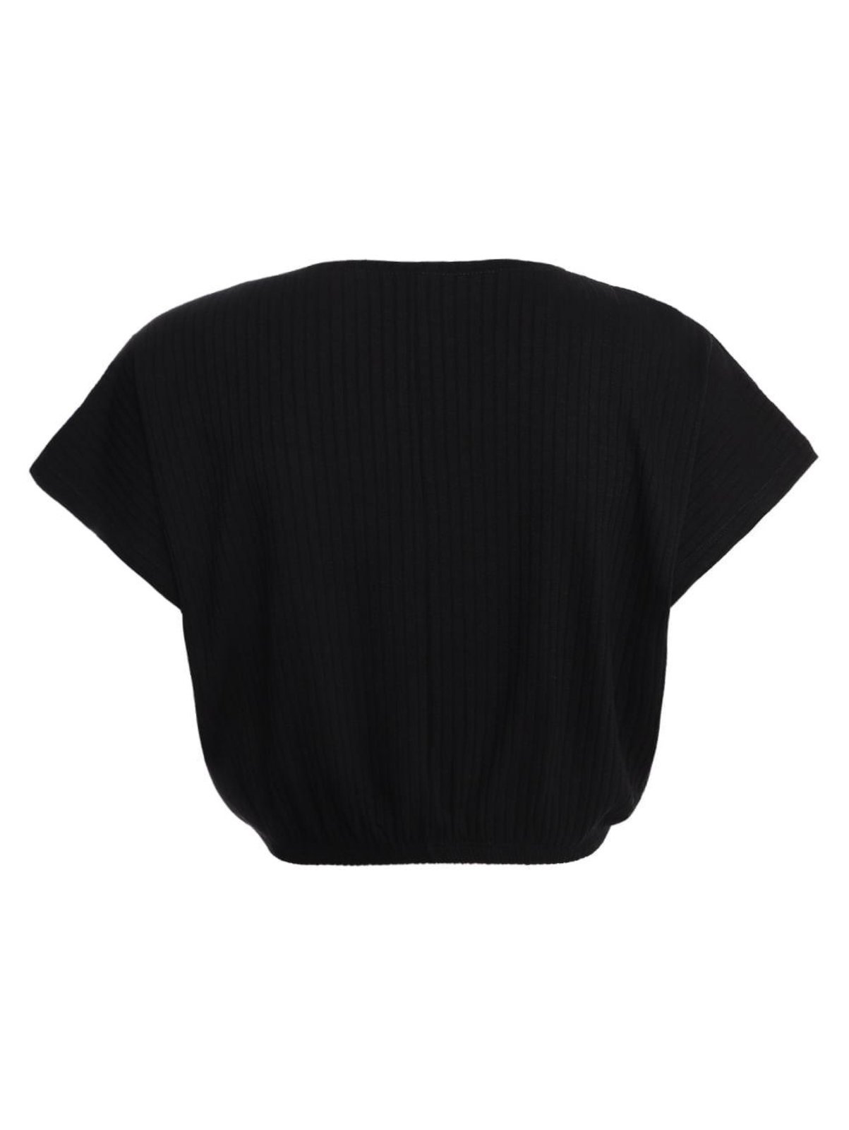 Vista 3 Blusa Canelada Cropped Manga Curta Feminina Bright Girl'S preto Bright Girl'S preto