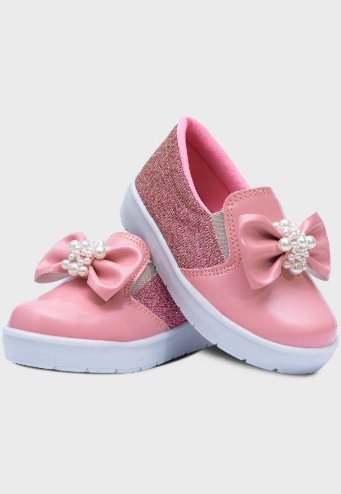 Vista 3 Infantil - Tenis Slip On Feminino Popidi Laço Perola preto Pópidí preto