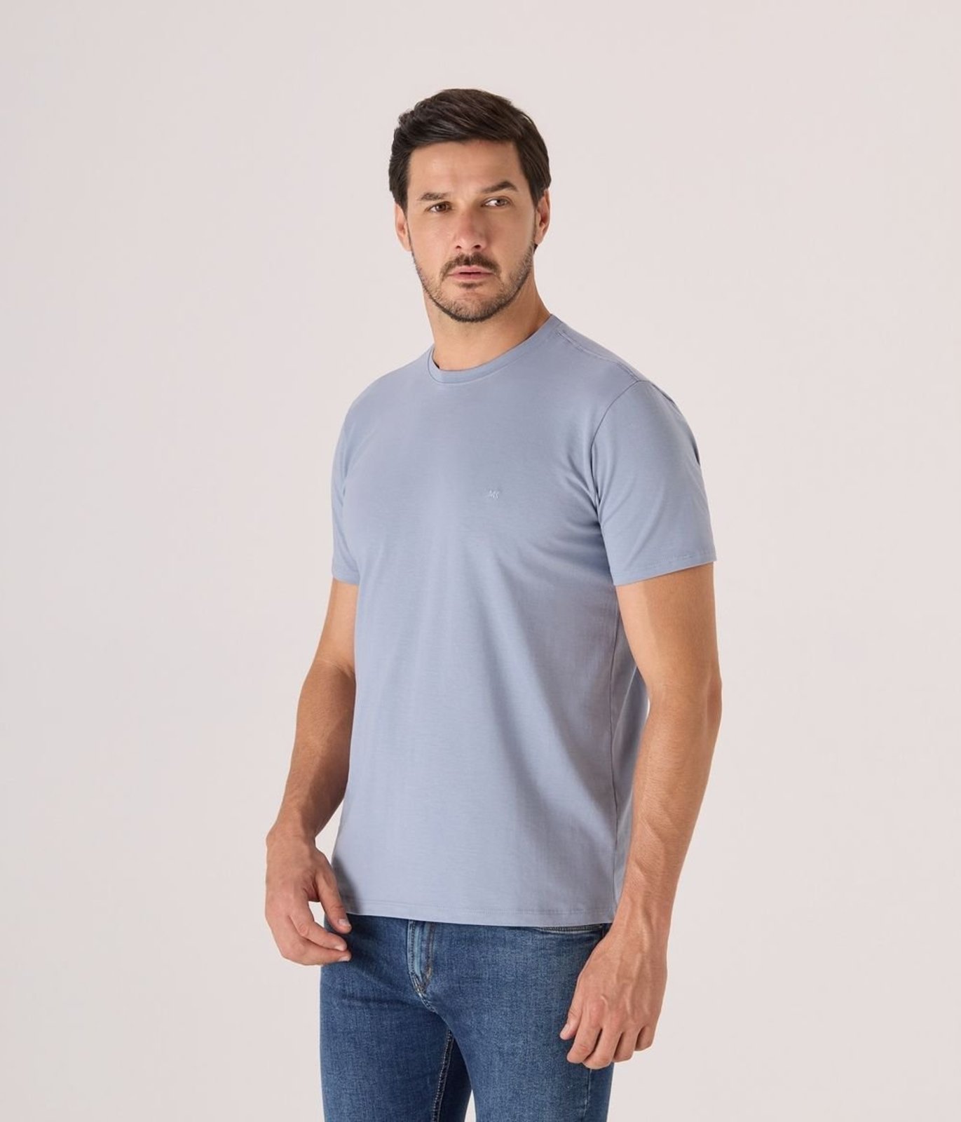 Camiseta Makenji Pima Com Bordado Mk Masculina Azul Medio