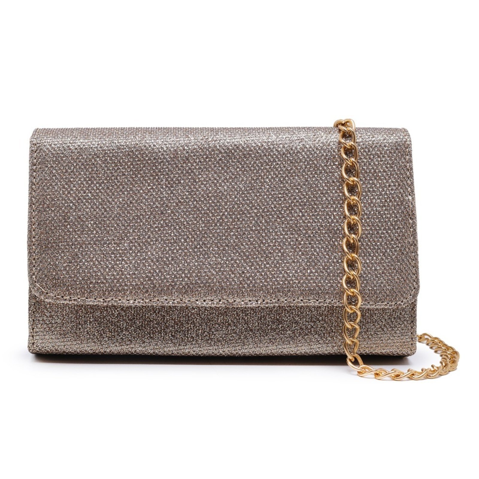 Bolsa Clutch De Mão Feminina Com Glitter Brilho Dourado Carmelo Shoes