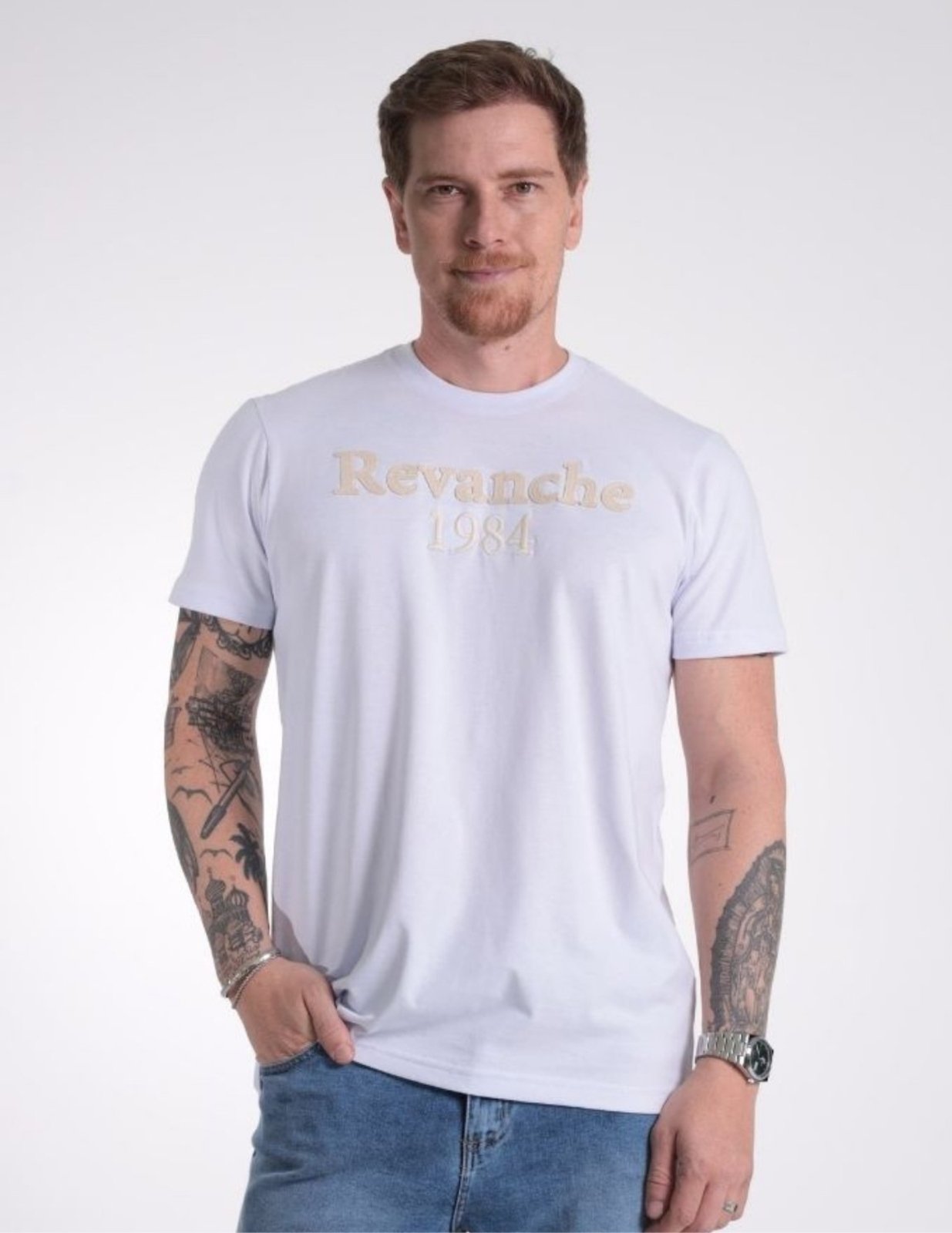 Camiseta Masculina Manga Curta Bordada Revanche 1984-CT.MAS.00211