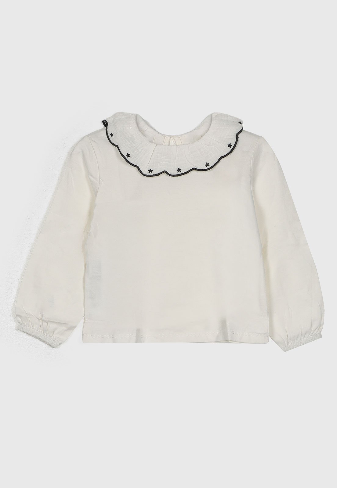 Blusa MANGO Colarinho Bordado Off White