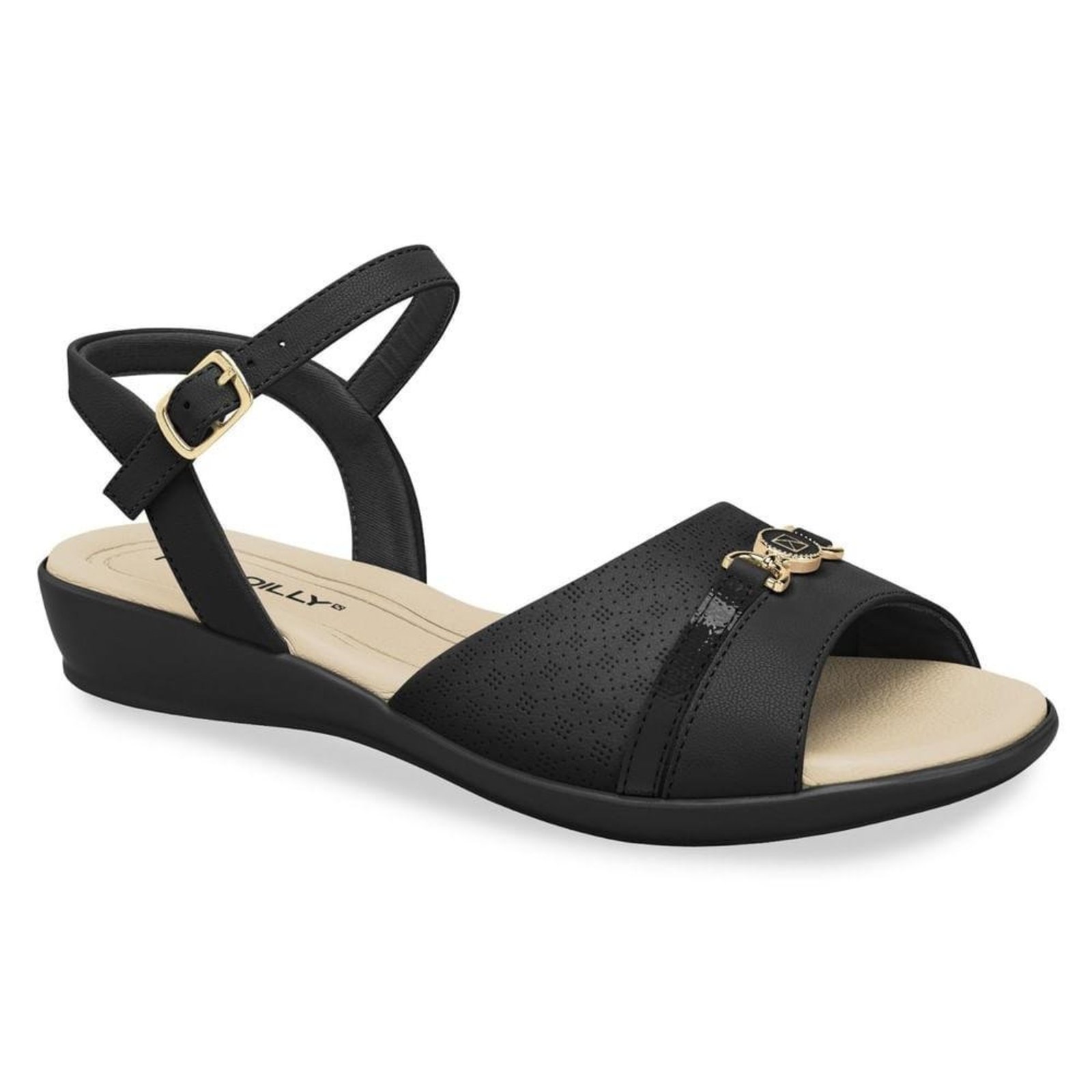 Sandália Peep Toe Piccadilly Detail Feminino Preto