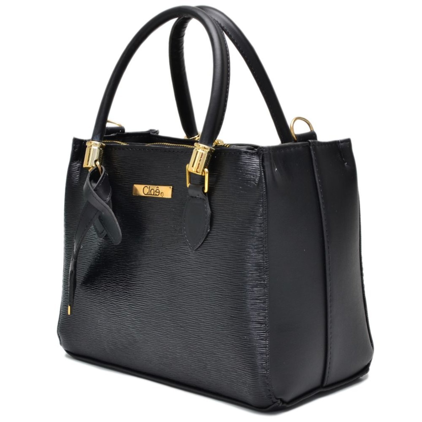 Bolsa Feminina Lorena Média Tote Baú Clube do Sapato de Franca Cloê Angik Preta