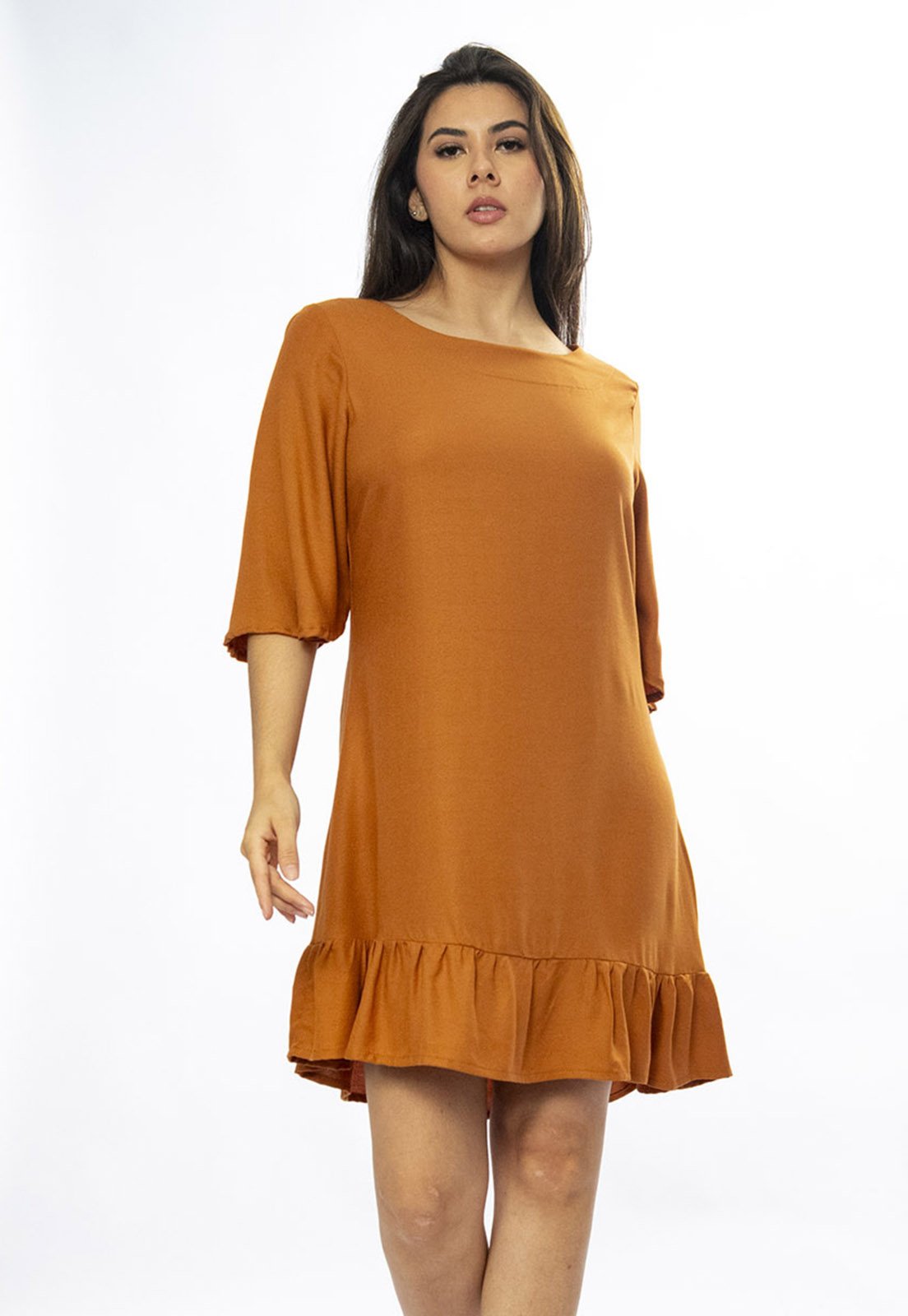 Vestido Amazonia Vital Curto Viscose Mostarda