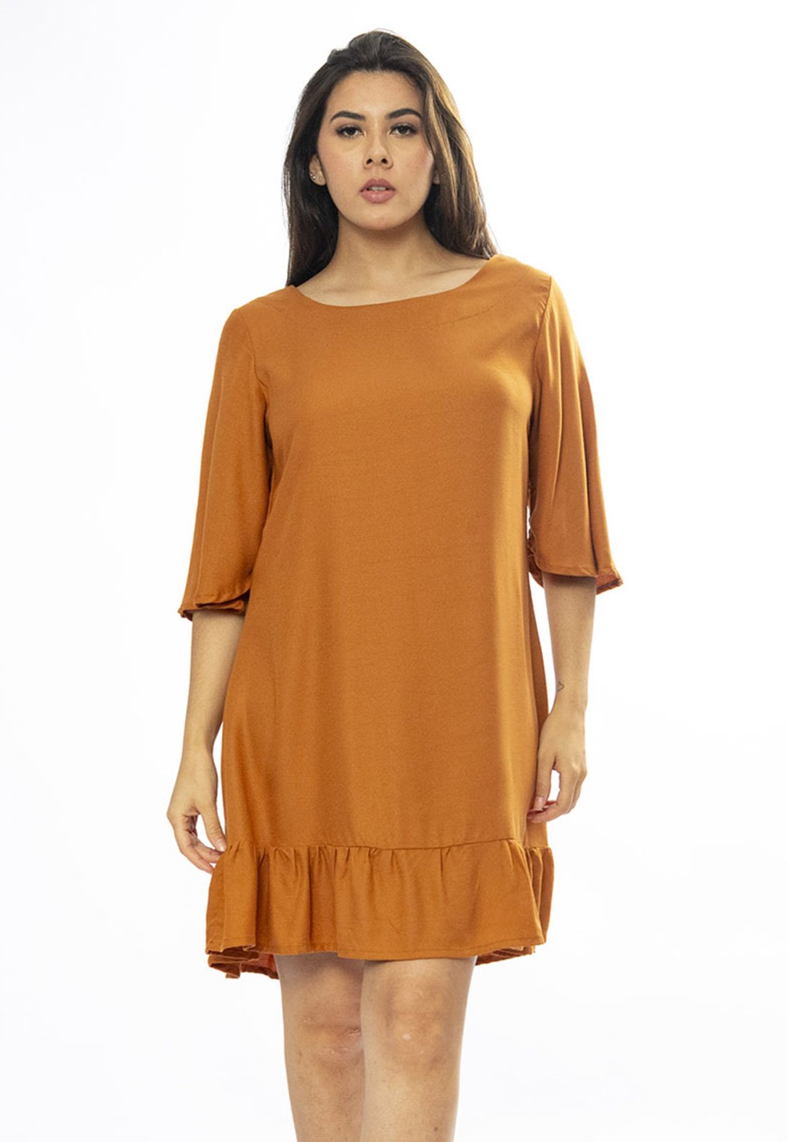Vista 3 Vestido Amazonia Vital Curto Viscose Mostarda Amazonia Vital amarelo