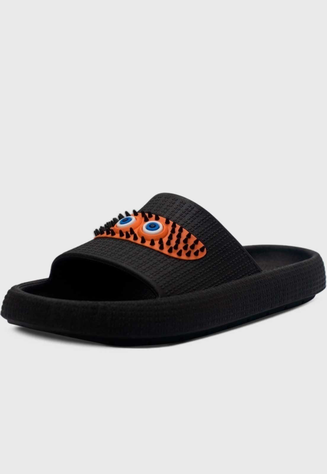 Infantil - Chinelo Estilo Nuvem Popidi Menino Olhinhos Preto