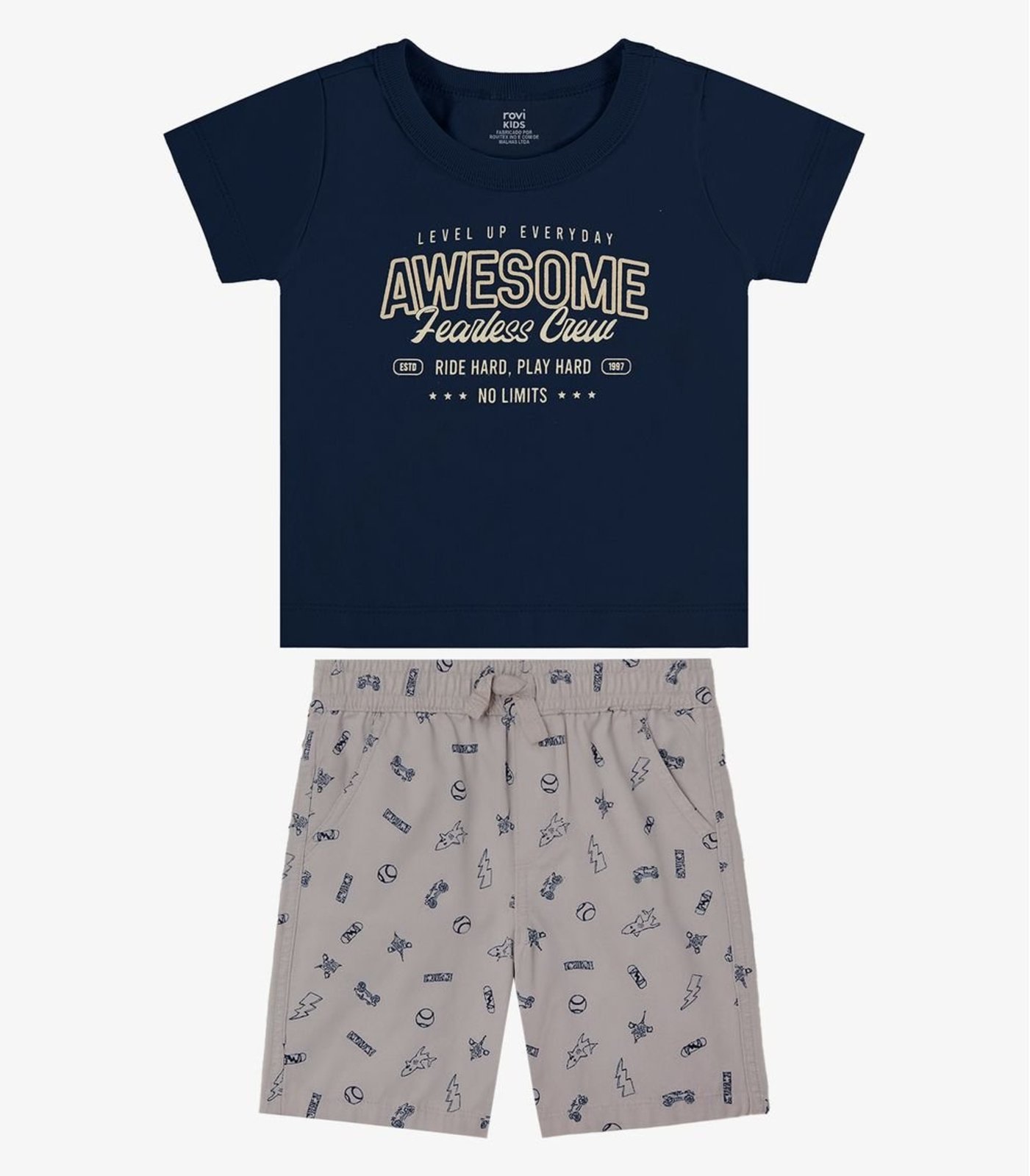 Infantil - Conjunto Camiseta Com Bermuda Rovi Azul