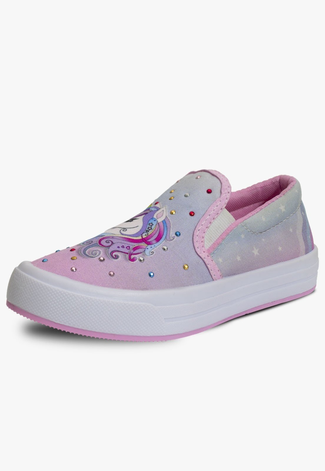 Vista 2 Infantil - Tenis Slip On Feminino Pópidi Calce Facil Unicornio rosa Pópidí rosa