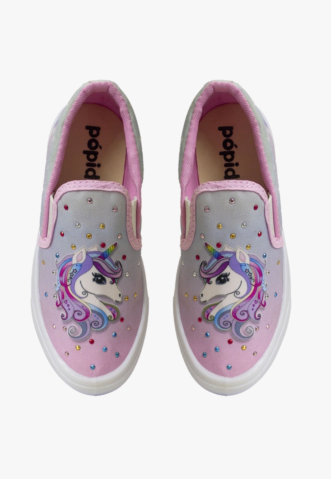 Vista 3 Infantil - Tenis Slip On Feminino Pópidi Calce Facil Unicornio rosa Pópidí rosa