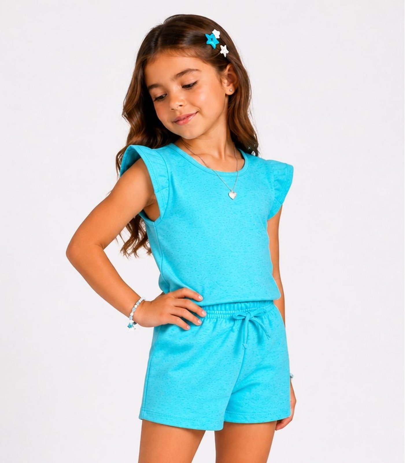 Infantil - Conjunto Feminino Blusa E Short Select Azul