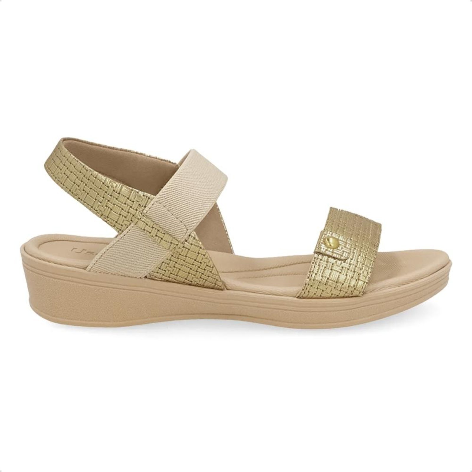 Sandália Usaflex Feminina Couro Tira Elástico Casual UD04004 Dourado