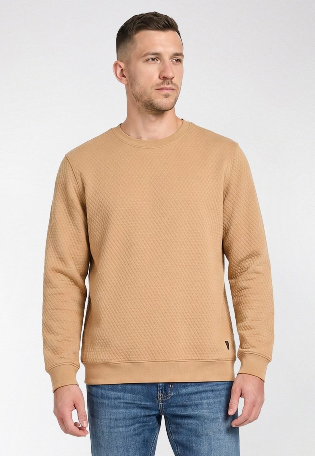 Blusa de Tricot Guess Manga Longa Bege