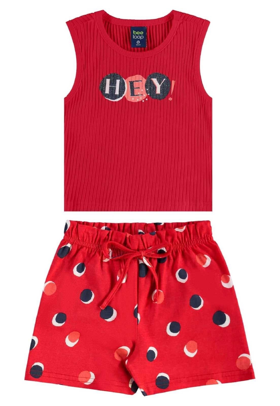Infantil – Conjunto Regata Cropped e Short Bee Loop Vermelho