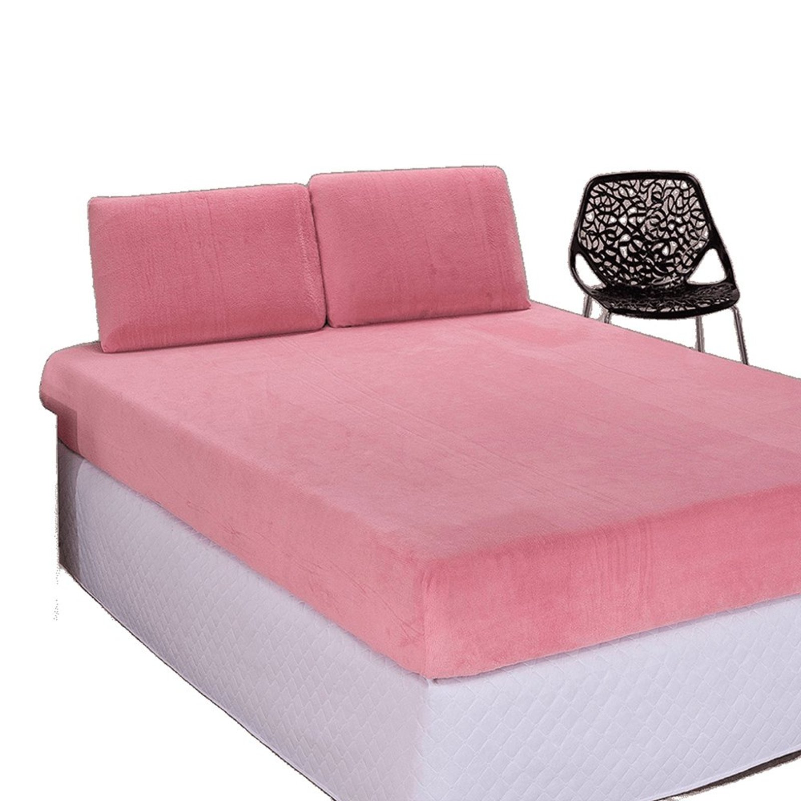 Jogo de Lençol Casal em Manta Plush 3 Peças - Rosa - 100% Poliéster