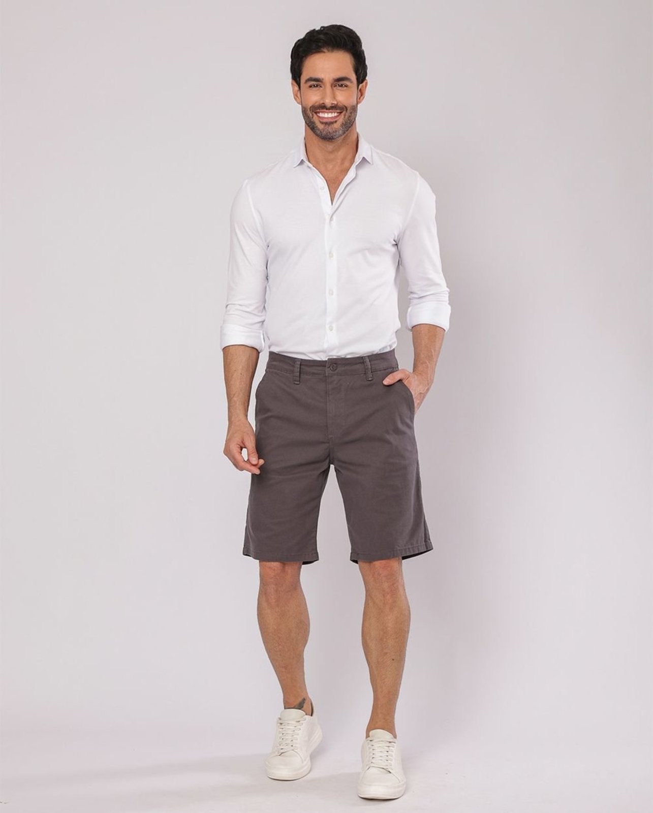 Bermuda Masculina Chino 11100 Cinza Chumbo Consciência