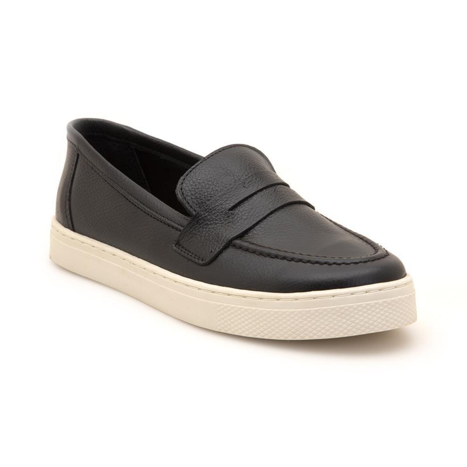 Mocassim Slip Couro Calce Fácil Bico Redondo Casual Preto 35 Preto