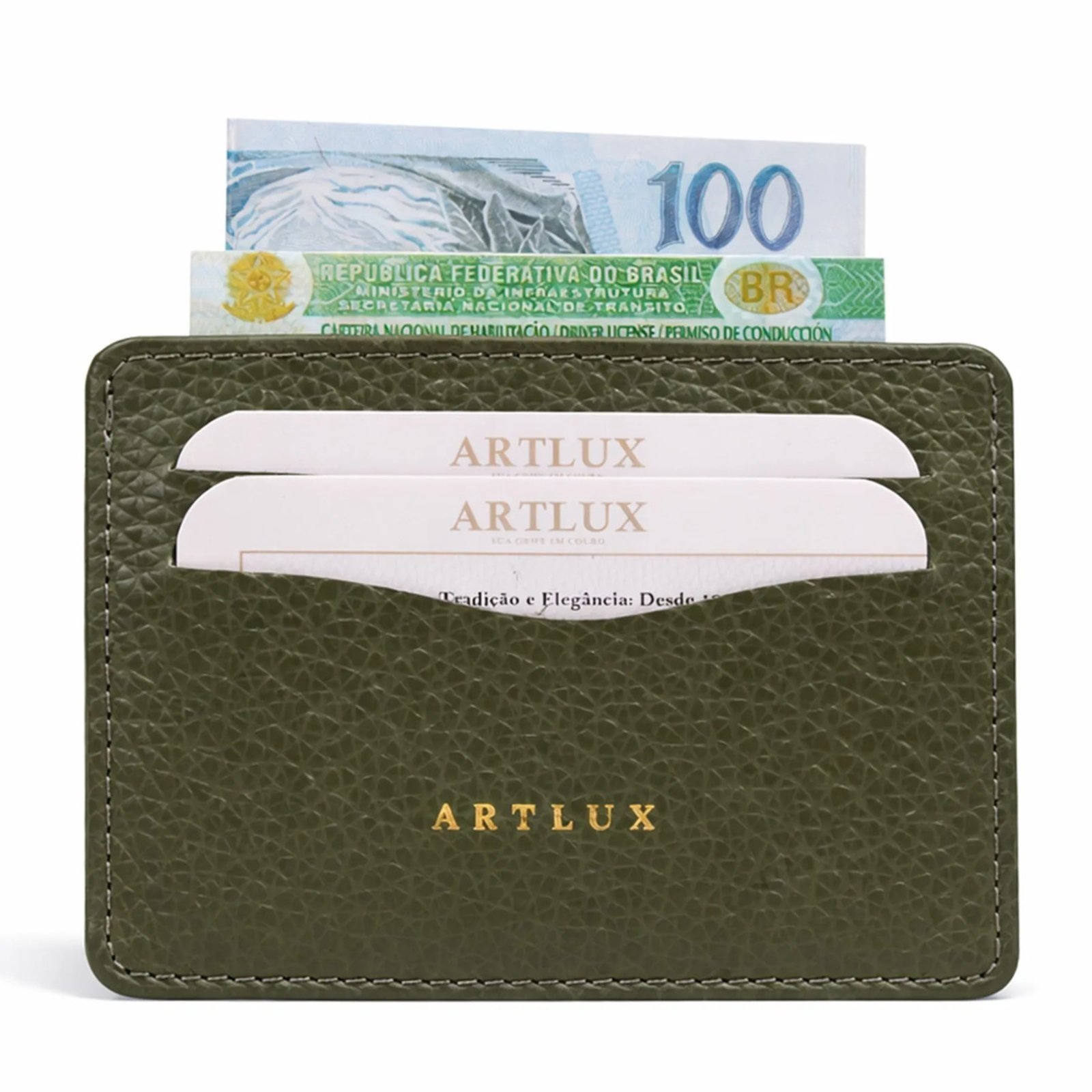 Porta Cartão e CNH em Couro Artlux 3062 Oliva