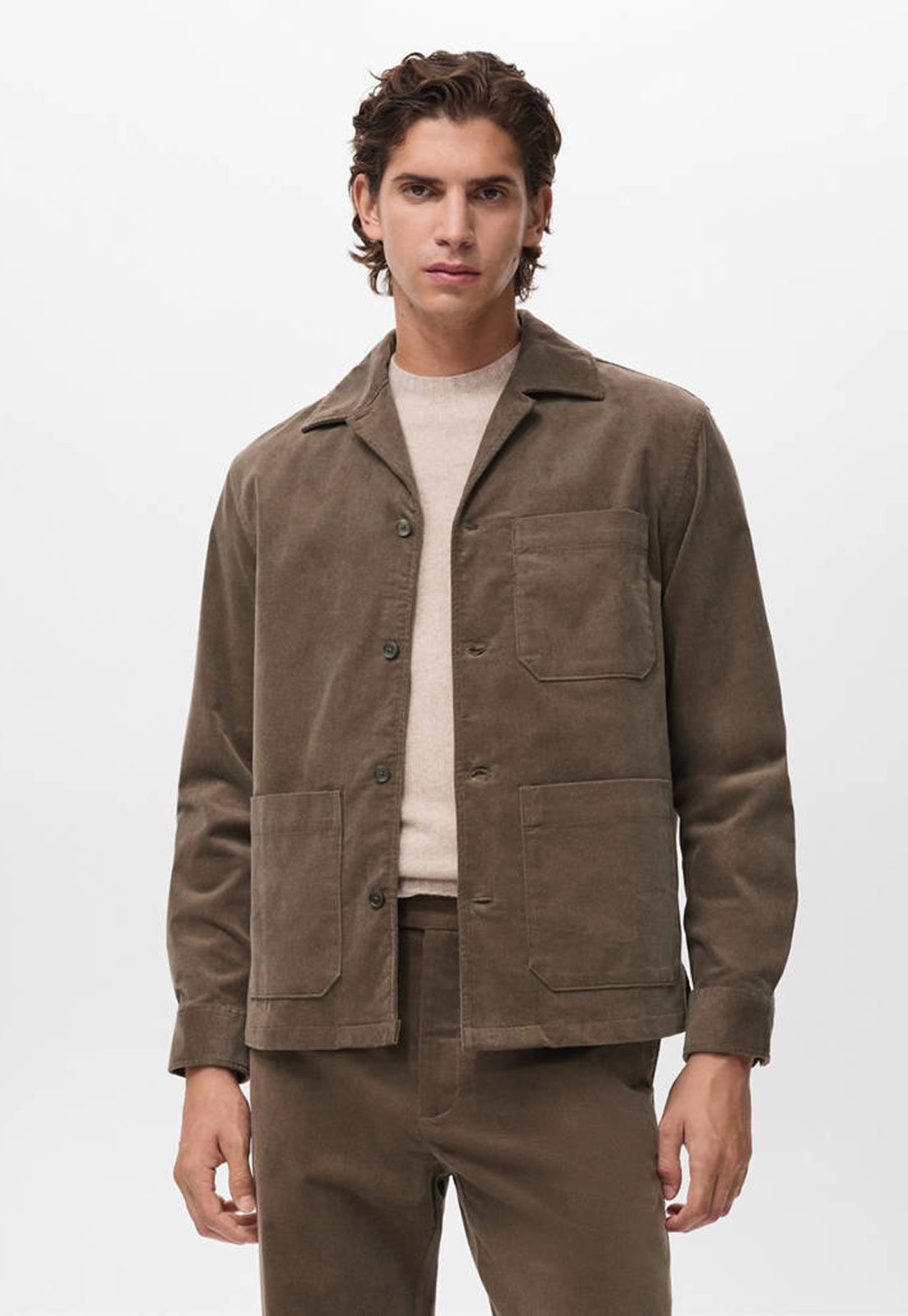 Jaqueta Masculina Mango Modelagem Regular Marrom