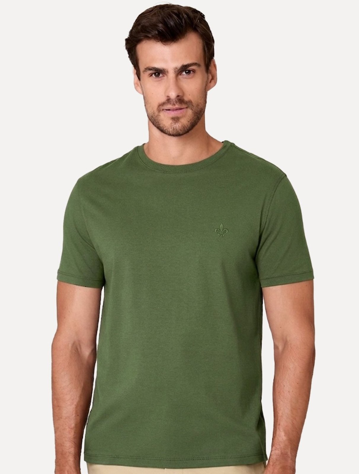 Camiseta Dudalina Masculina Essentials Modal Logo Verde Musgo
