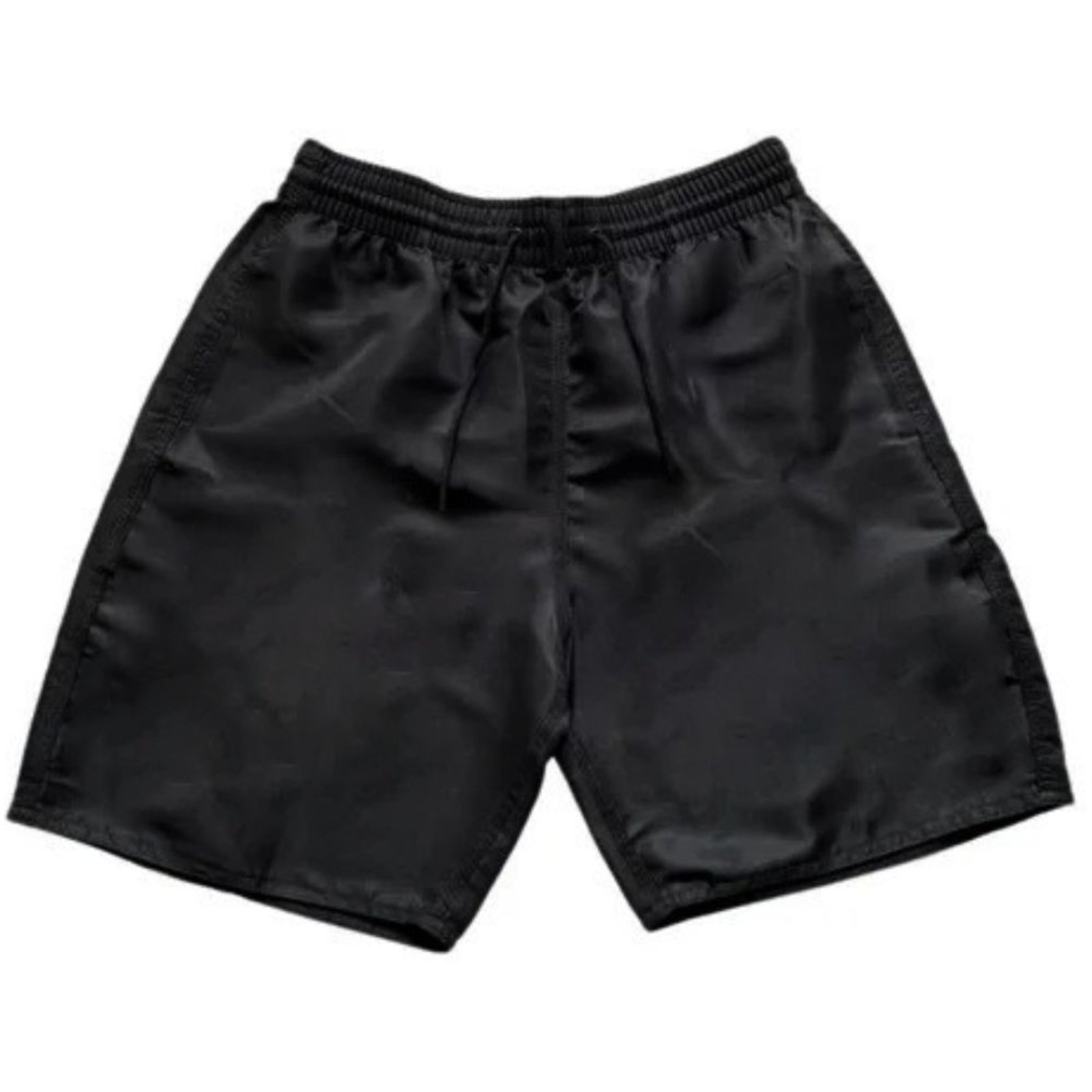 Vista 3 Kit 3 Short Bermuda Moda Praia Tactel Liso Masculino Relaxado azul/branco/preto Relaxado azul/branco/preto