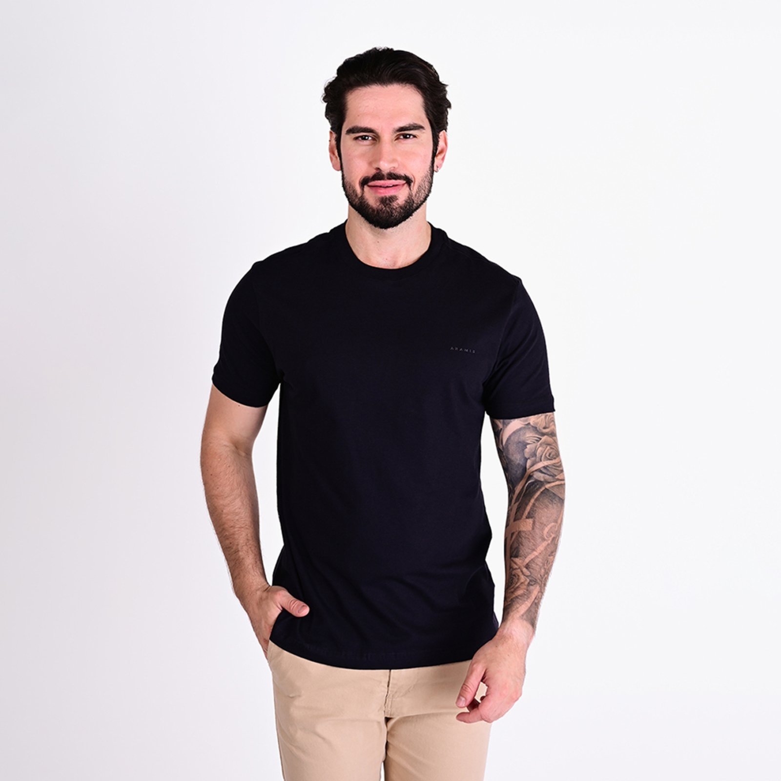 Vista 2 Camiseta Aramis Folhagem Preta preto Aramis preto