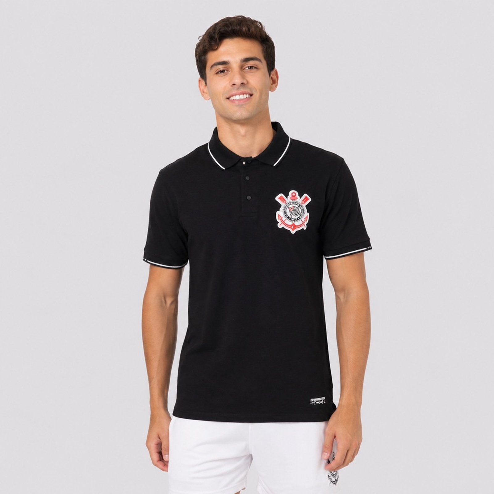 Polo Corinthians Escudo Preta