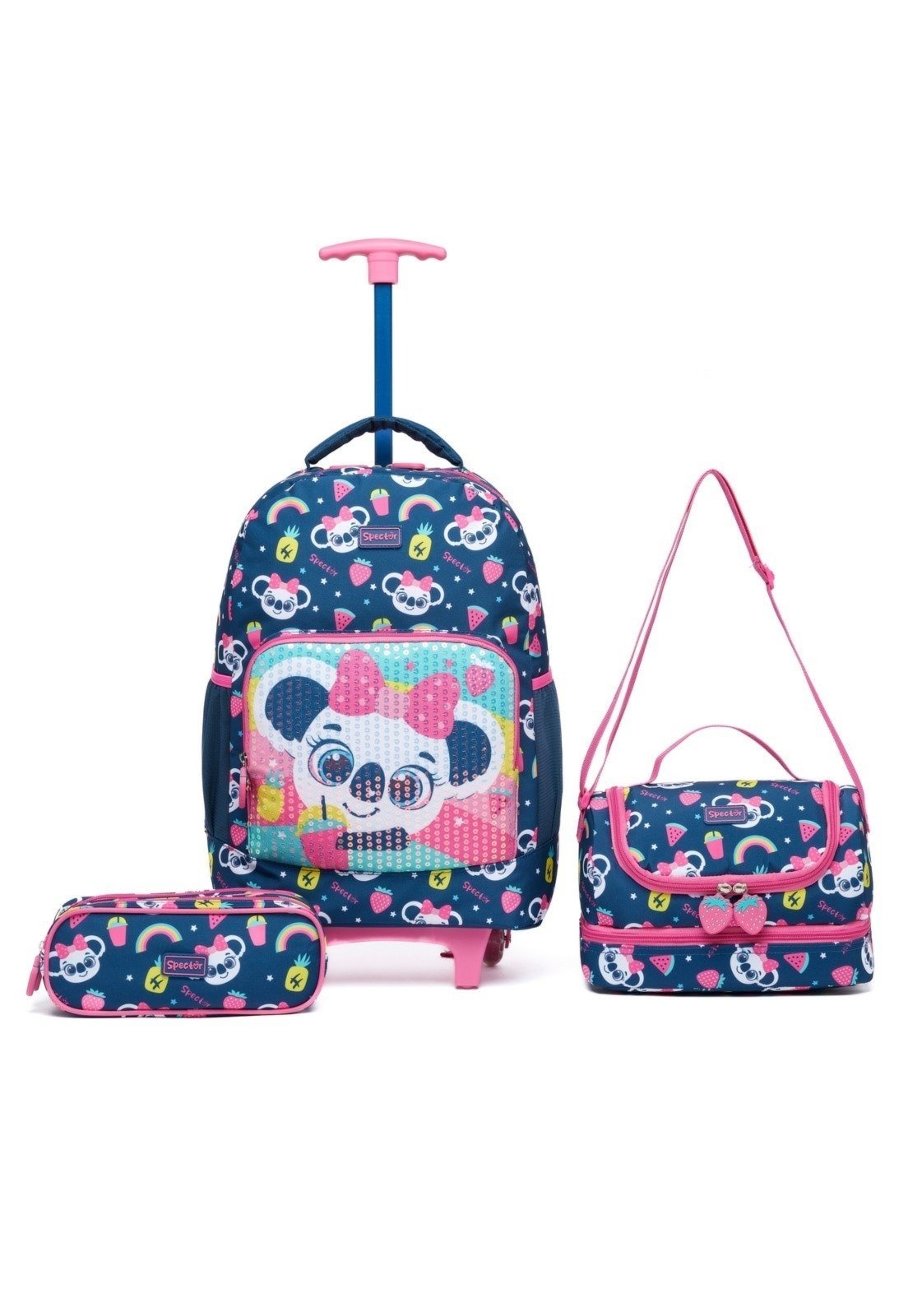 Infantil - Kit Mochila Spector Escolar Estojo E Lancheira Azul/Rosa