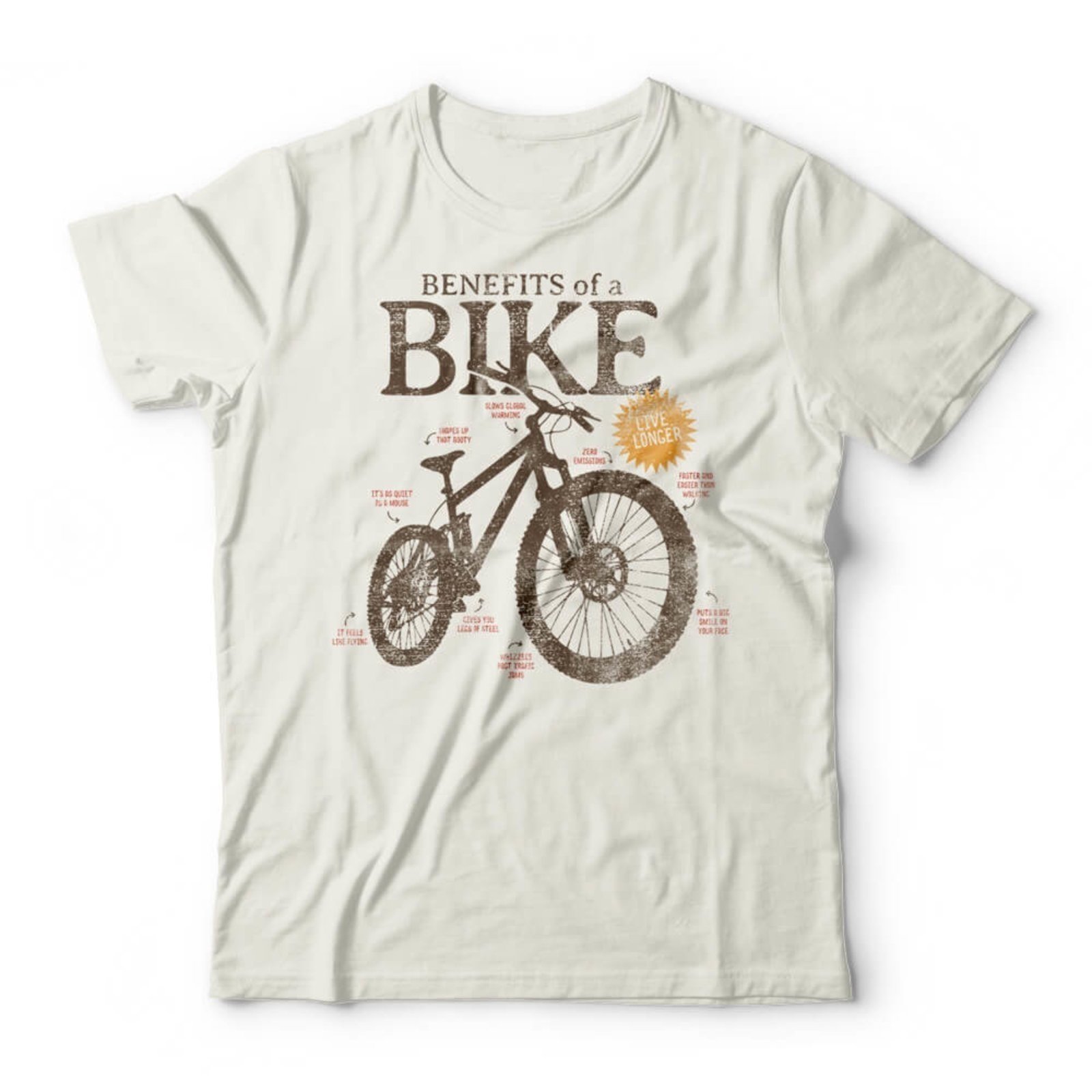 Camiseta Benefits Of A Bike – Off White – Casual – Studio Geek