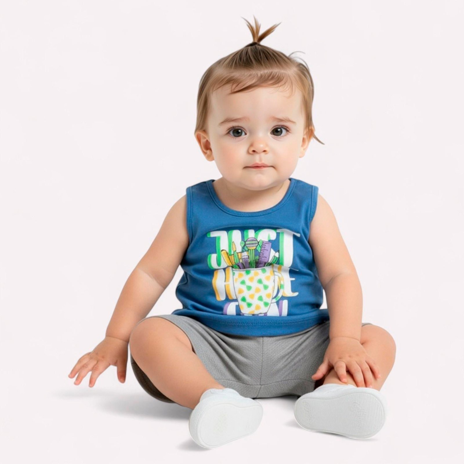Vista 2 Infantil - Conjunto Menina em Ribana Kyly azul Kyly azul