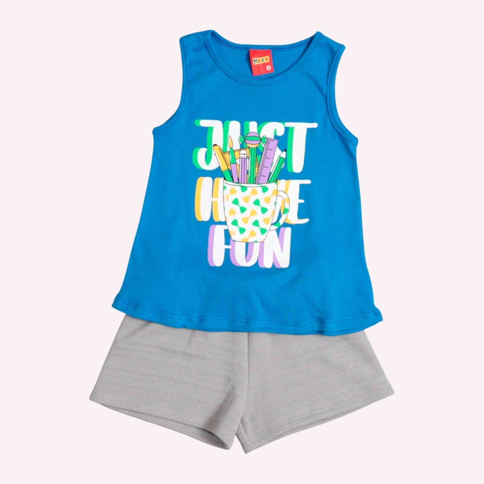 Vista 3 Infantil - Conjunto Menina em Ribana Kyly azul Kyly azul