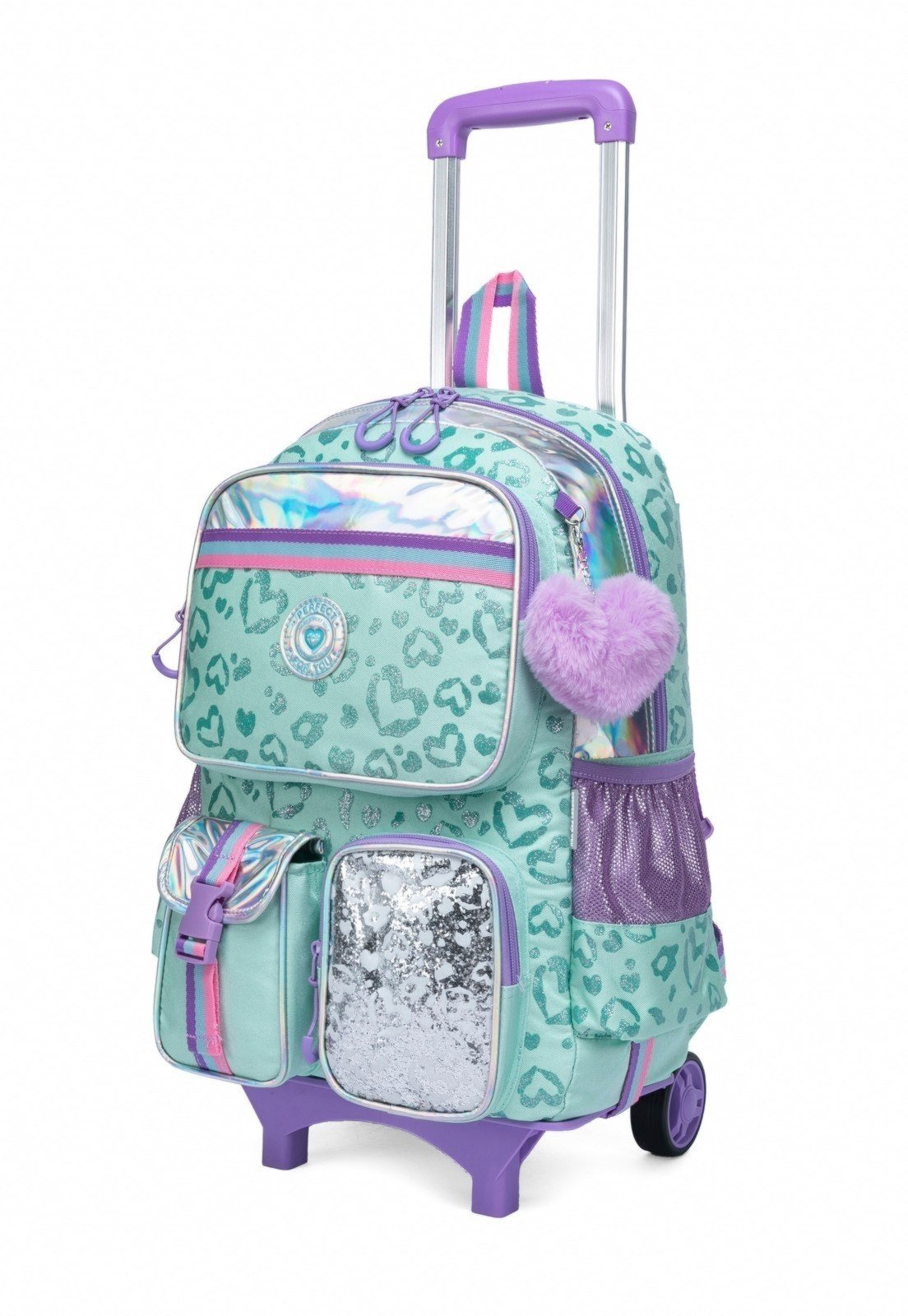 Vista 3 Infantil - Kit Mochila Bolsa Rodinhas Escolar Menina Estojo Lancheira Térmica Perfect For You multicolorido Perfect For You multicolorido