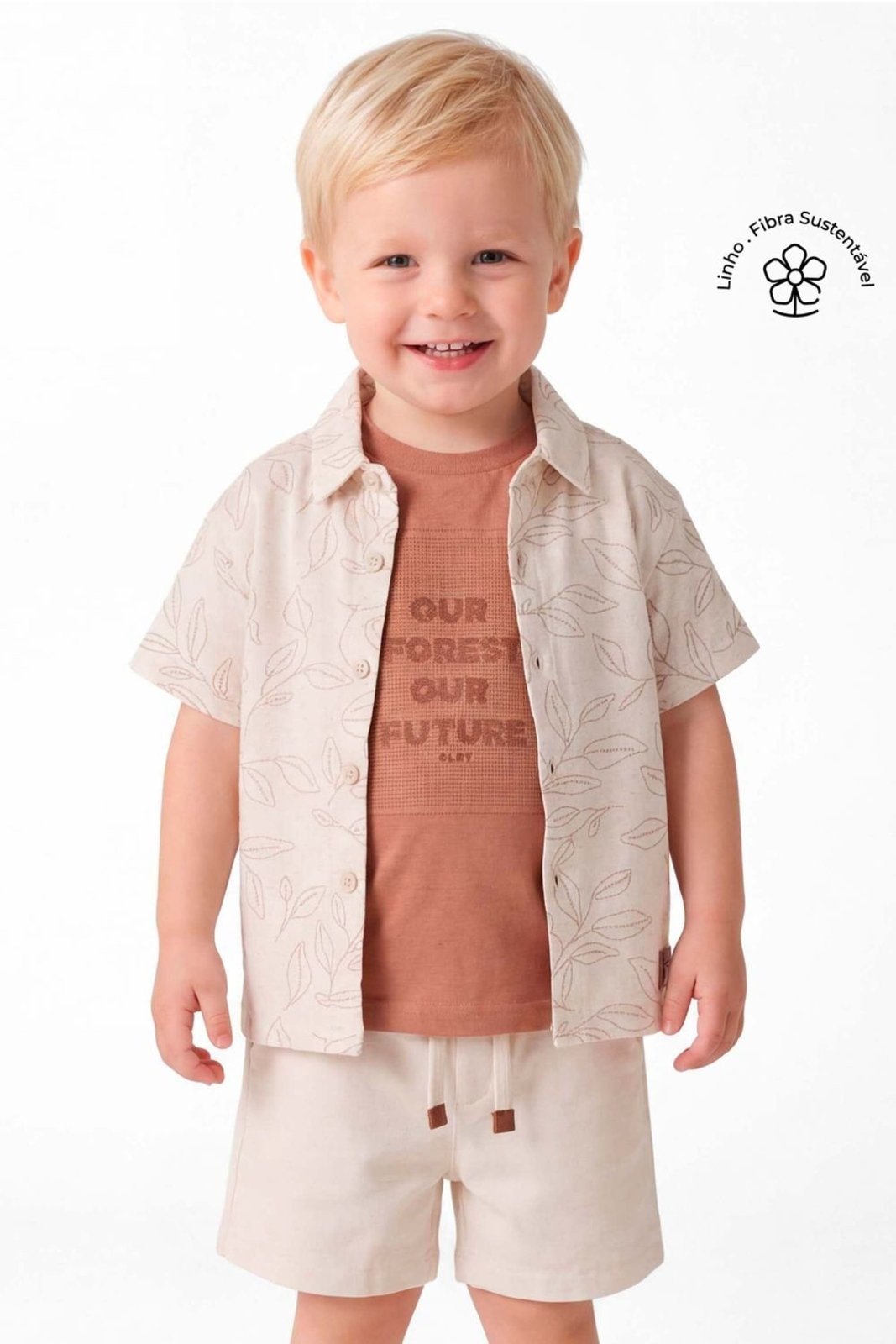 Infantil - Conjunto Menino Folhagem Colorittá Bege