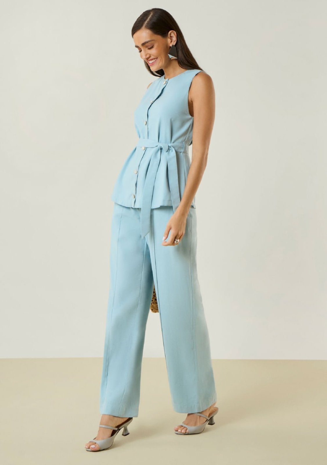 Calça Maria Valentina Reta Alta Azul
