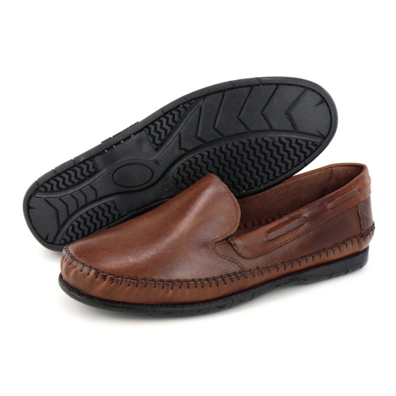 Vista 3 Sapatilha Masculina em Couro Confortavel Conhque Bia Ramos marrom Bia Ramos marrom