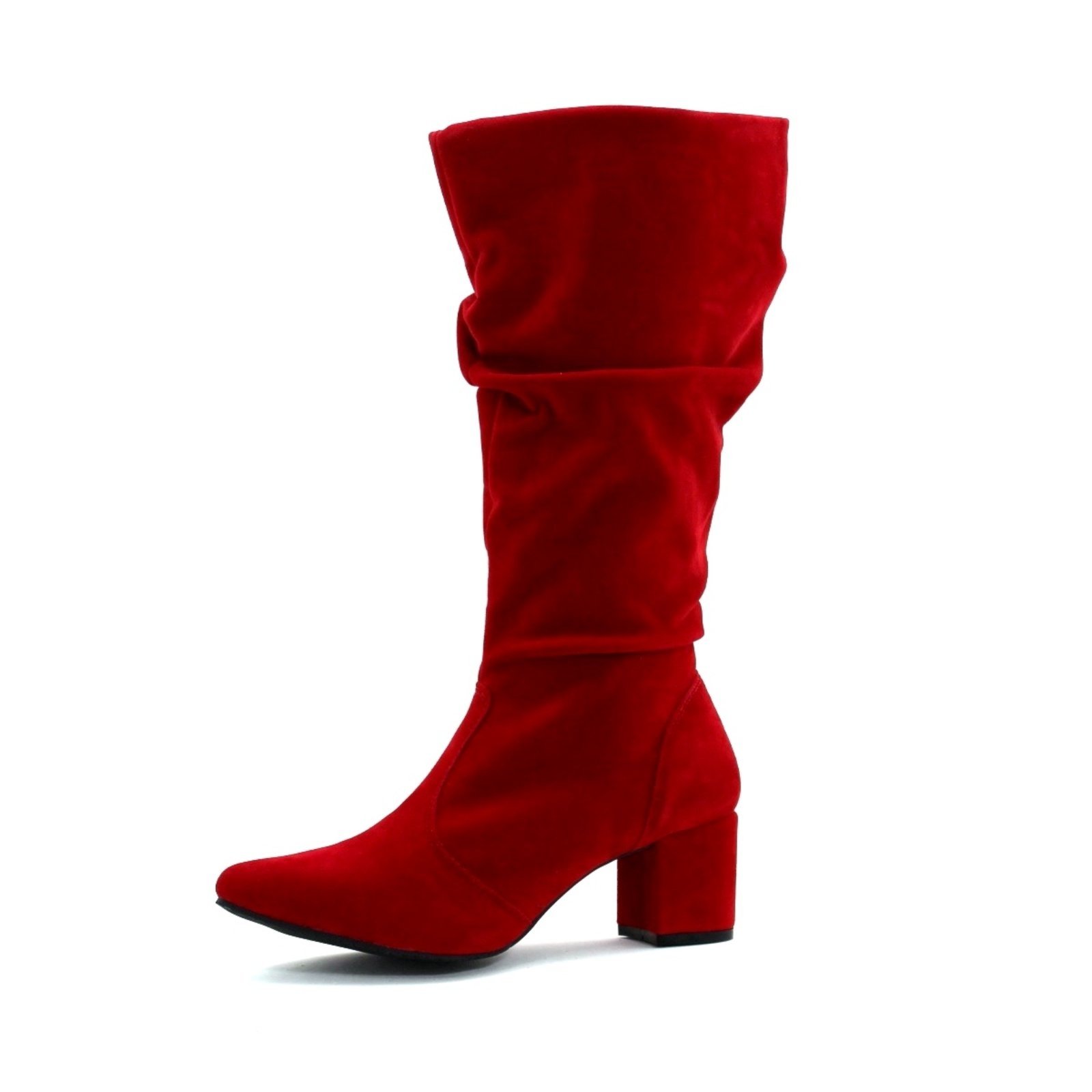 Botas Femininas Sloutchy Lirom Cano Alto Longo Inverno Camurça Vermelha