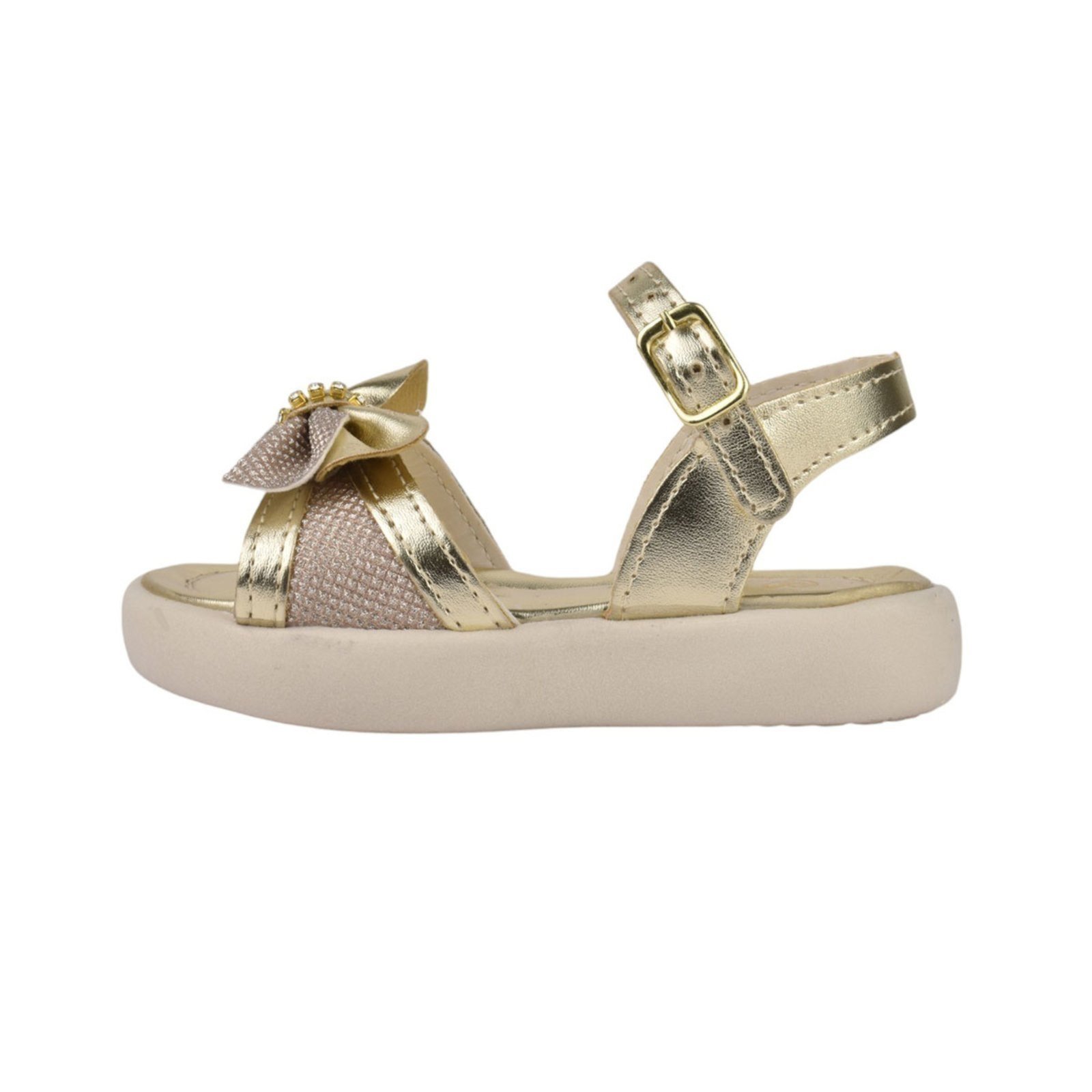 Vista 3 Infantil - Sandália Lulopé Feminina Laço Brilhante dourado Lulope dourado