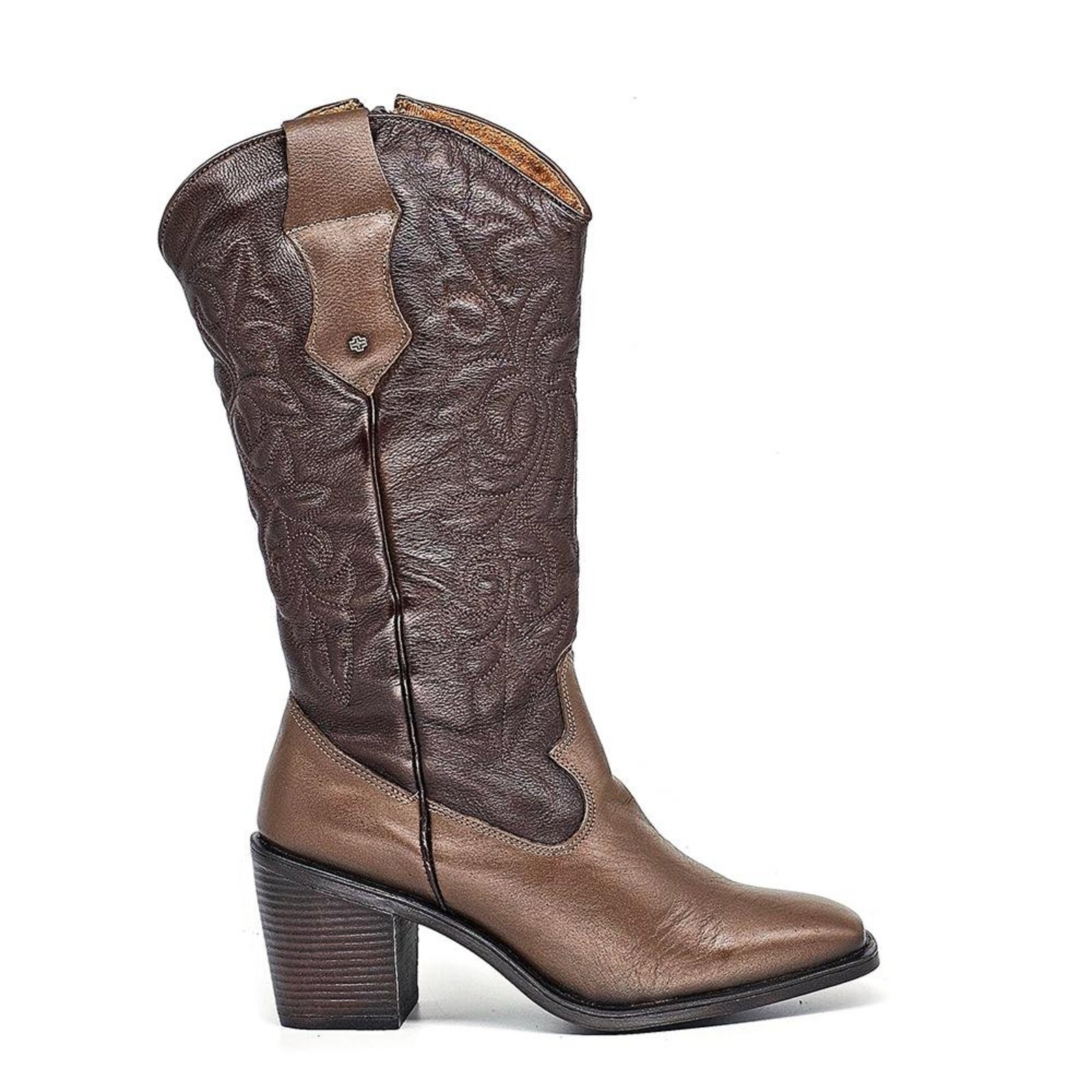 Bota Feminina OKL001 Couro Terracota Incolor