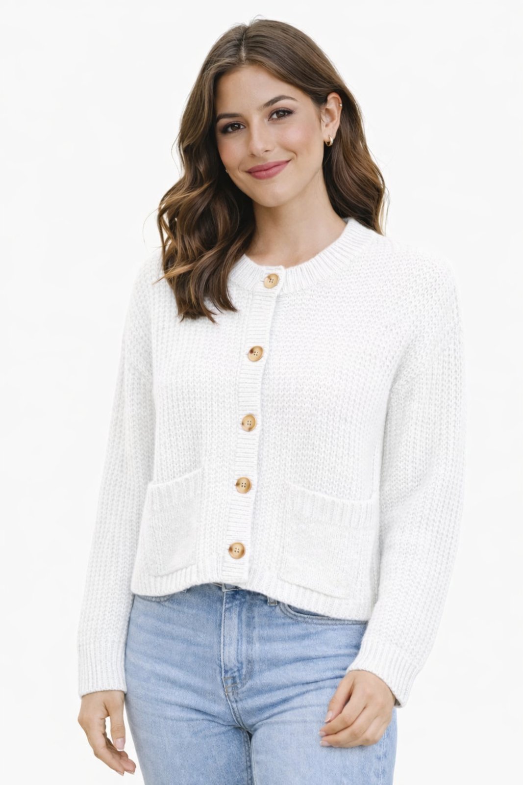 Casaco Tricô D Bell Outlet Fashion Bolso Branco