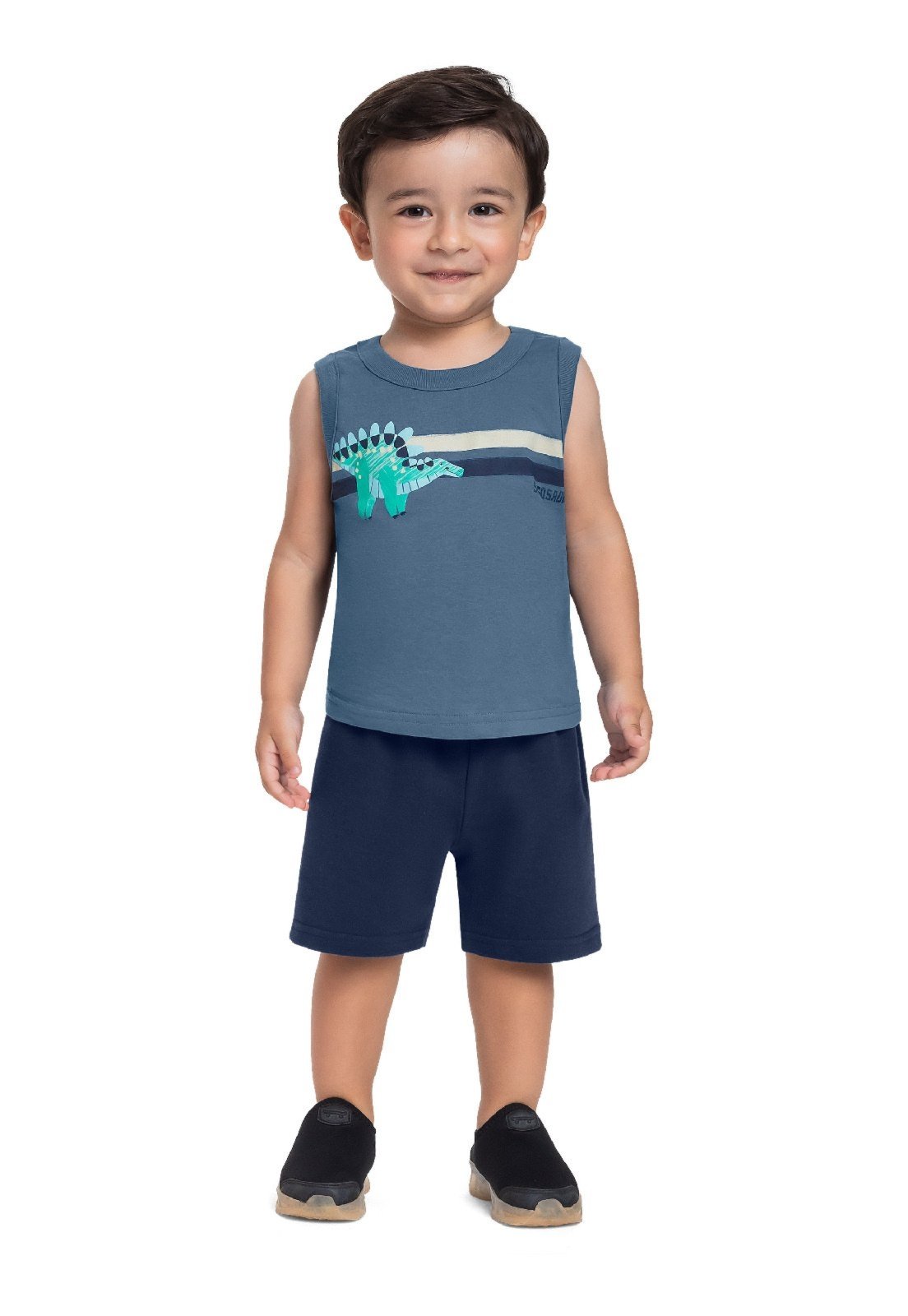 Vista 2 Infantil - Conjunto Regata Dino Bermuda Bee Loop azul marinho Bee Loop azul marinho