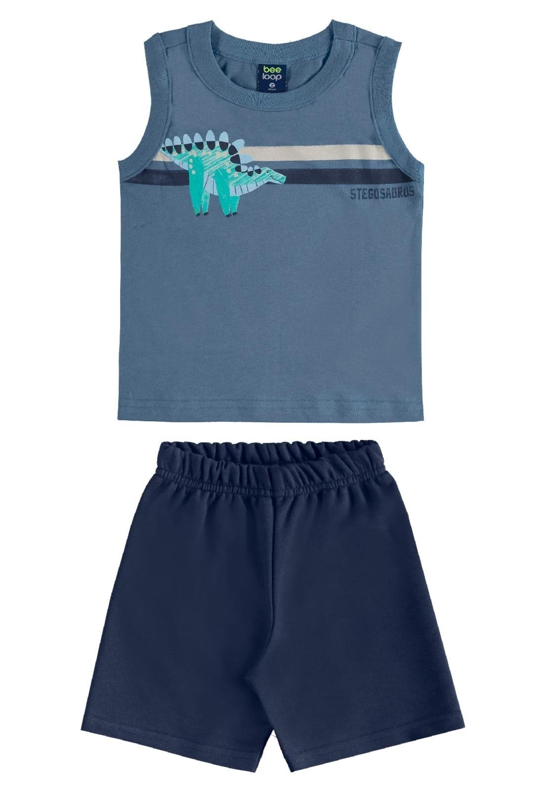 Vista 3 Infantil - Conjunto Regata Dino Bermuda Bee Loop azul marinho Bee Loop azul marinho
